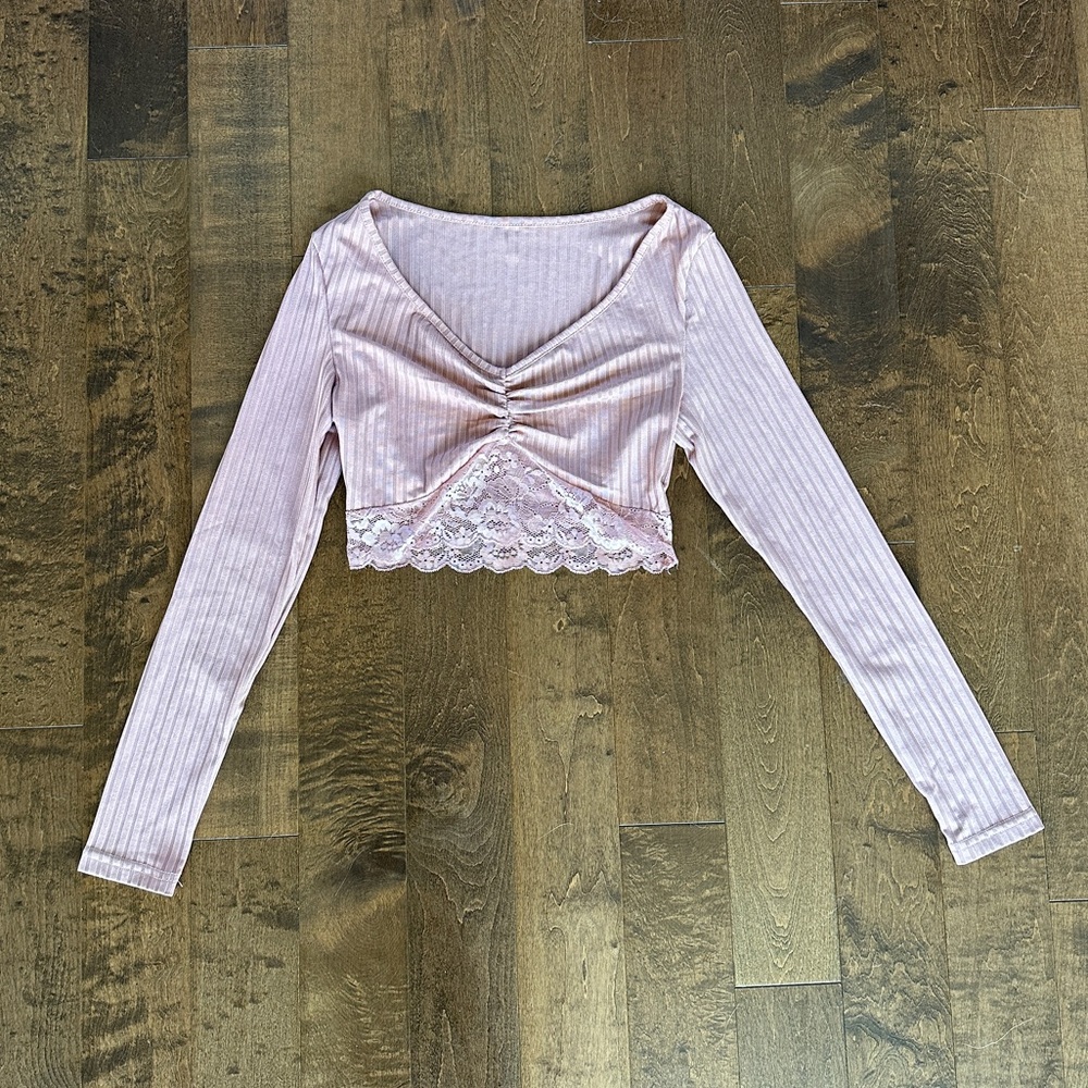 Pink Lace Crop Top